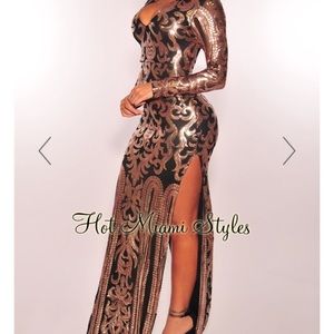 Hot Miami Styles Double Split Sequin Gown